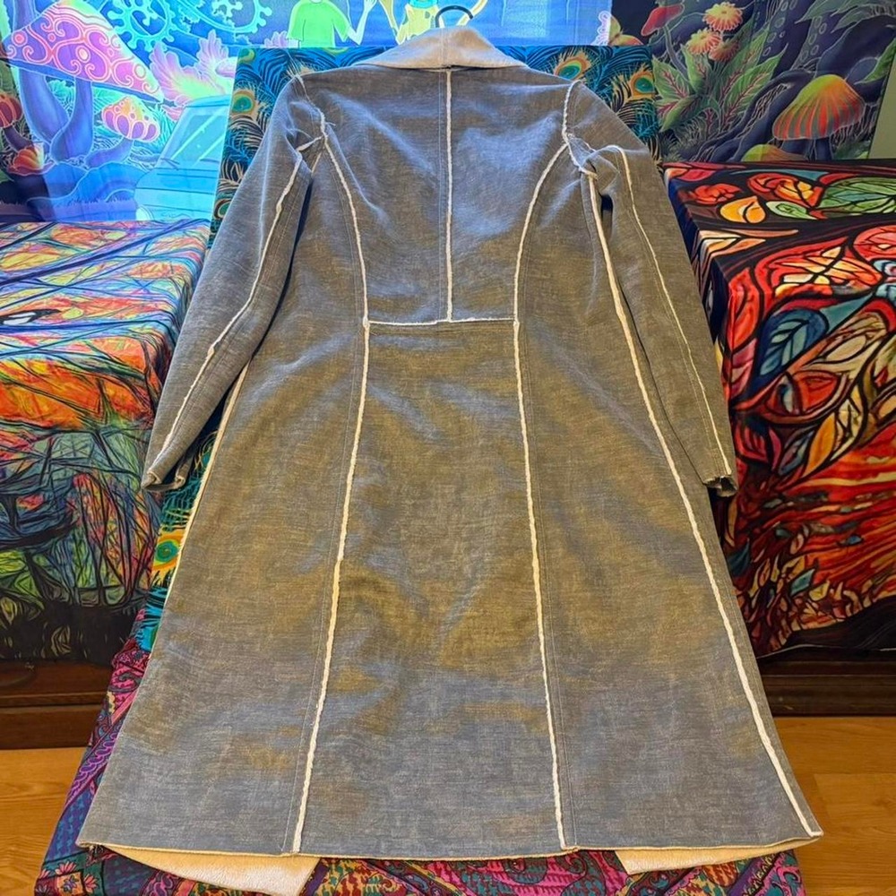 Anthropologie Amadi Camilla Gray Faux Suede Duster Jacket Size S Made in USA - Picture 5 of 8